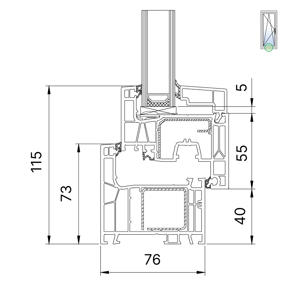 Sezione del profilo in PVC IDEAL® neo AD