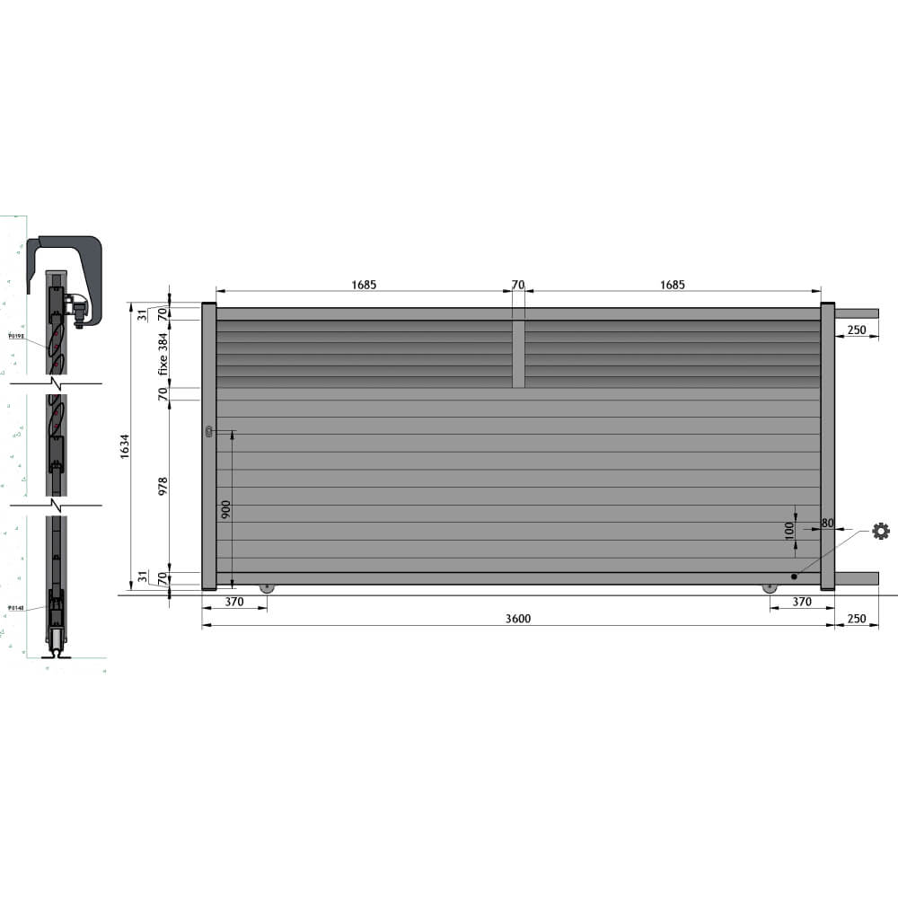 Cancello scorrevole 3.600x1.634 mm