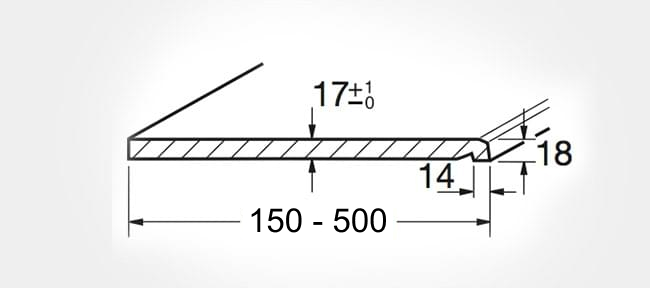Disegno tecnico del davanzale Werzalit compact