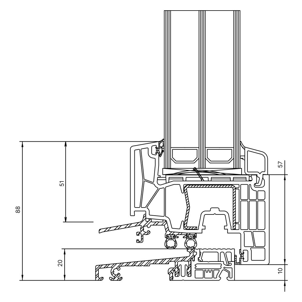 Portafinestra con soglia ribassata