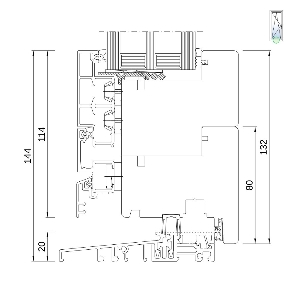 Sezione del profilo: IDEAL Plano con soglia ribassata Sezione del profilo: IDEAL Plano con soglia ribassata