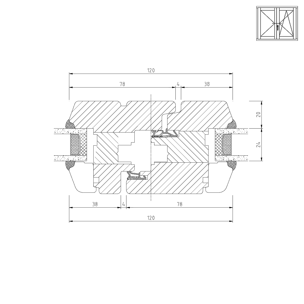Profilo in legno IV 68 Montante cieco