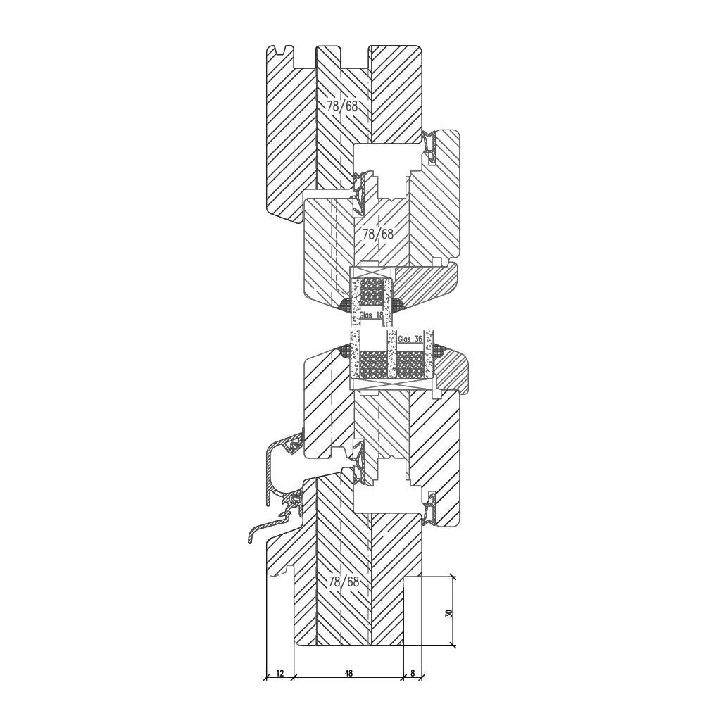 Profilo in legno IV 68 Fresatura 30mm (nuova costruzione)