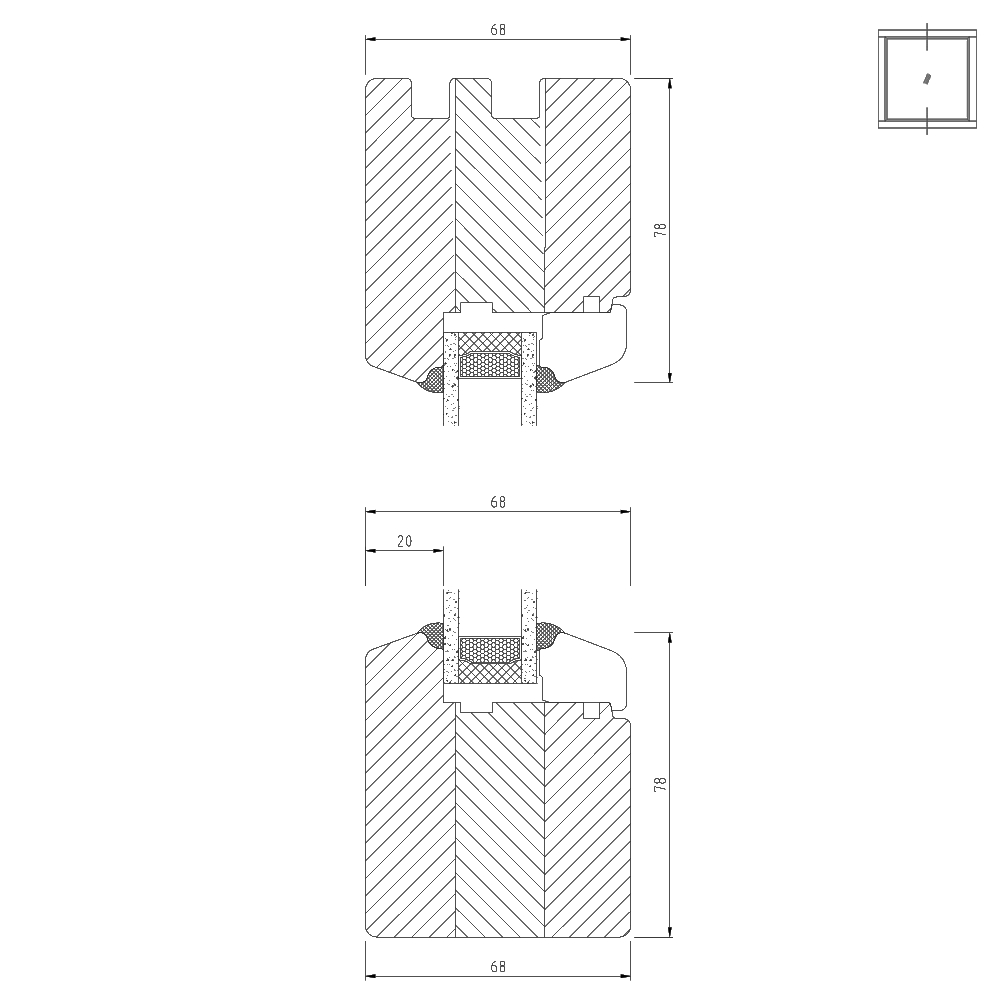 Profilo in legno IV 68 Vetri fissi