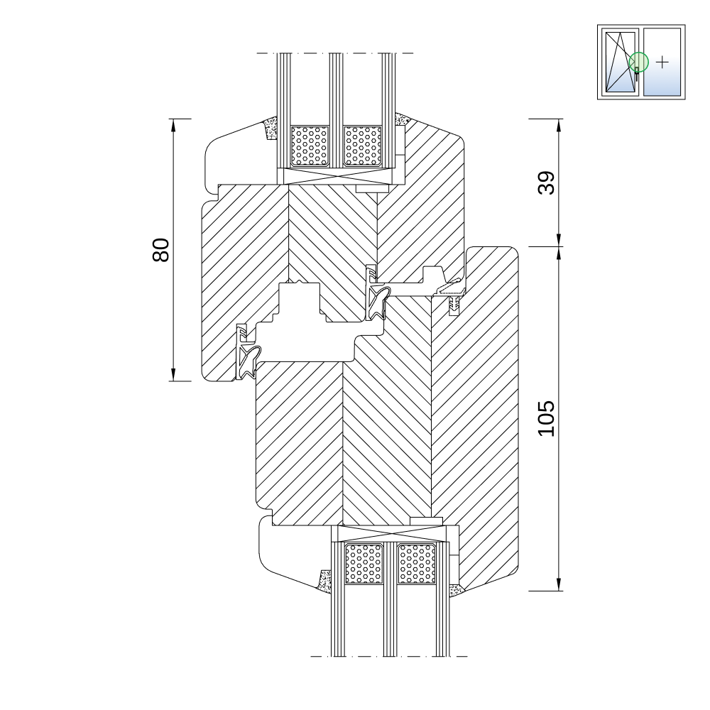 Profilo in legno Classico IV 80  Vetro fisso