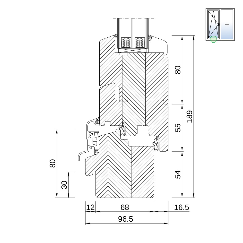 Profilo in legno Rustico IV 80 Inserto nell'anta