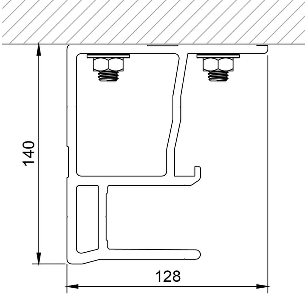 Tenda da sole Basic e Premium: montaggio a soffitto (vista laterale)