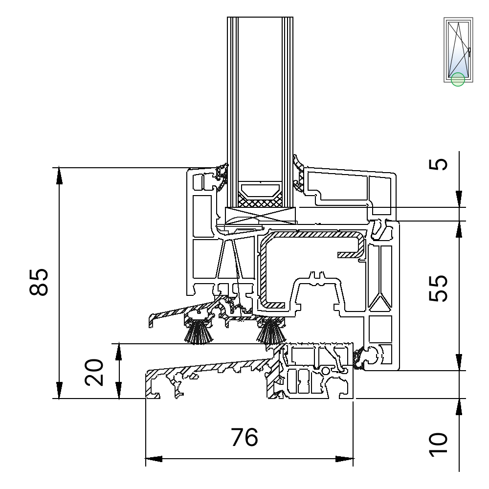 Portafinestra con soglia a terra completamente accessibile