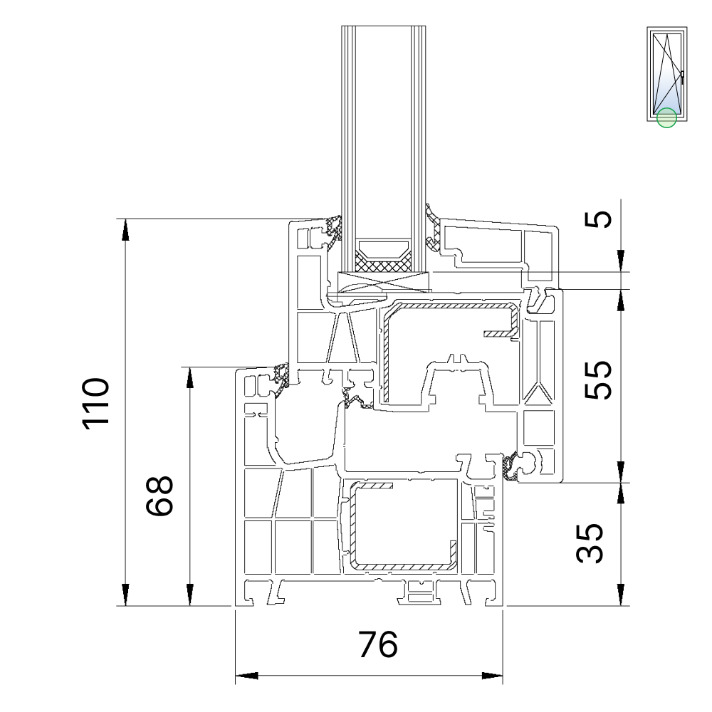 Sezione del profilo in PVC IDEAL® neo MD