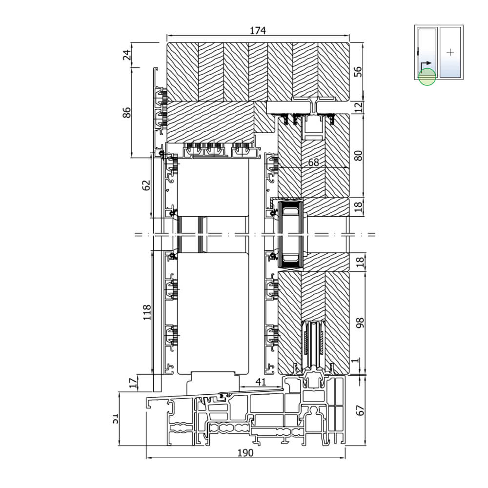 Plano - Schema A altezza sezione con soglia 67mm