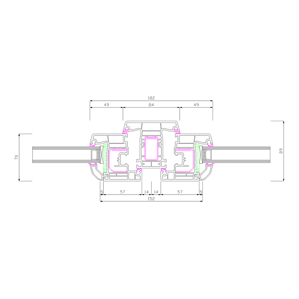 Profilo IDEAL 4000 Reno 65 montante e anta