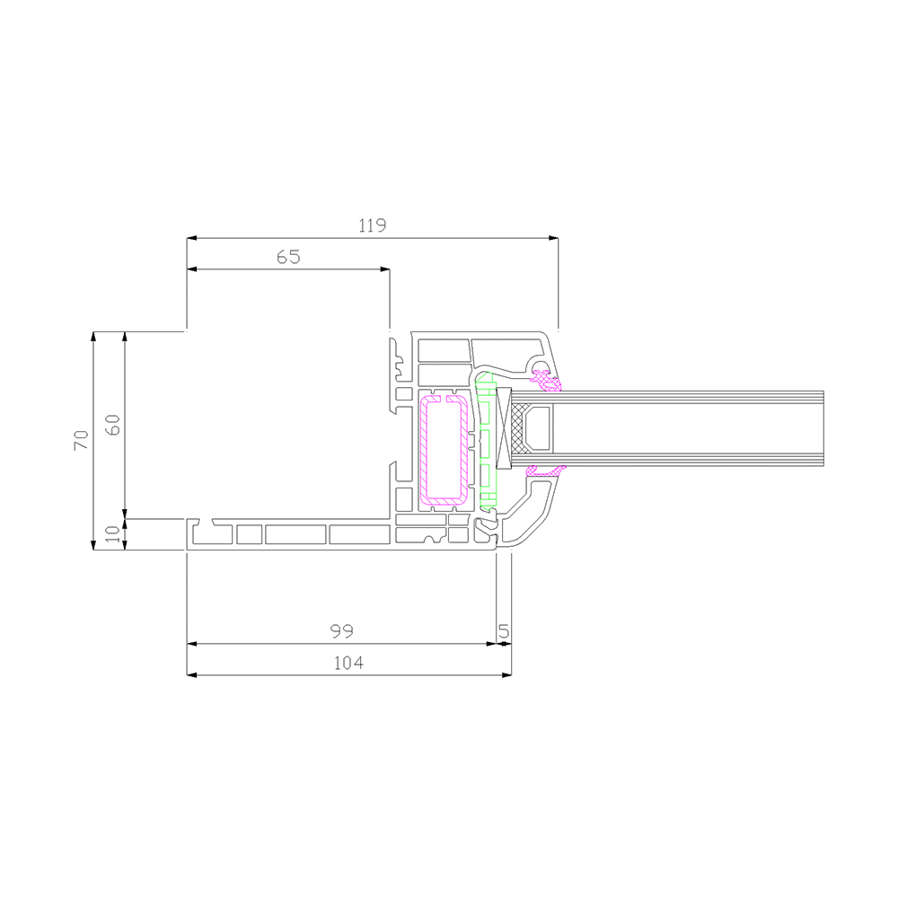 Profilo IDEAL 4000 Reno 65 vetri fissi