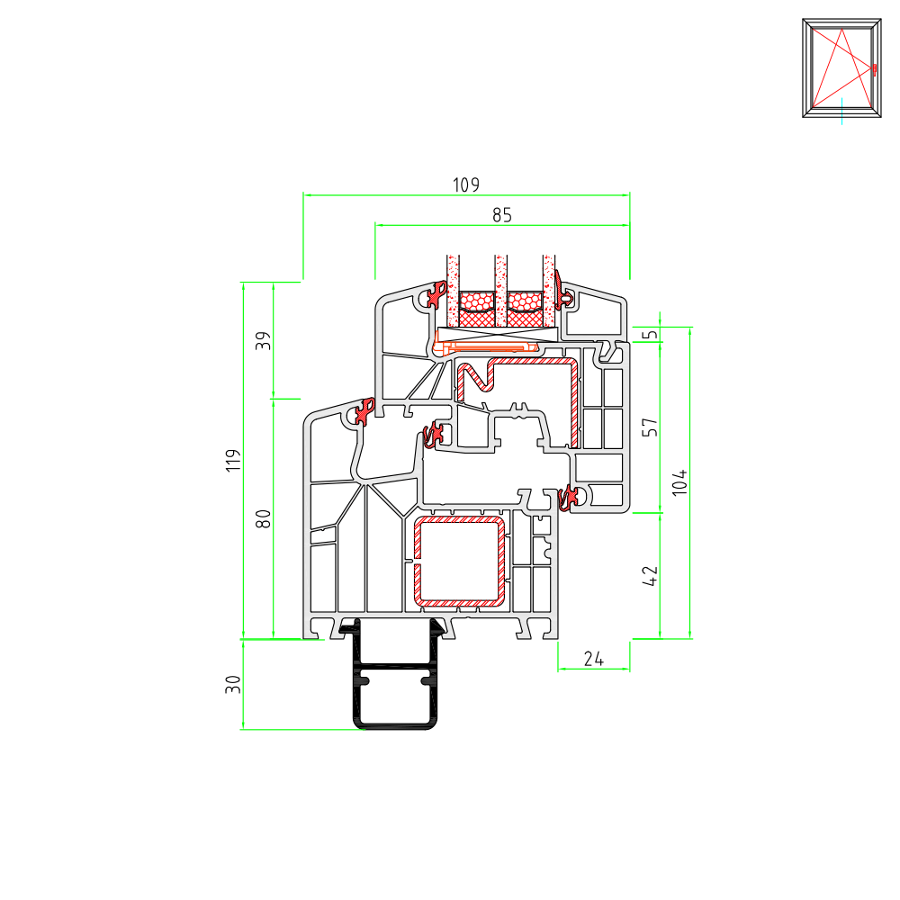 Profilo di accoppiamento per davanzale per un edificio nuovo 30 mm