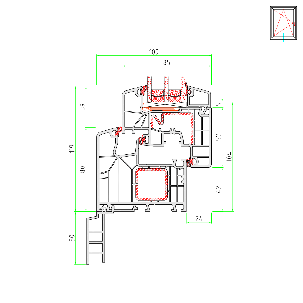 Profilo di accoppiamento per davanzale per edificio vecchio 50 mm