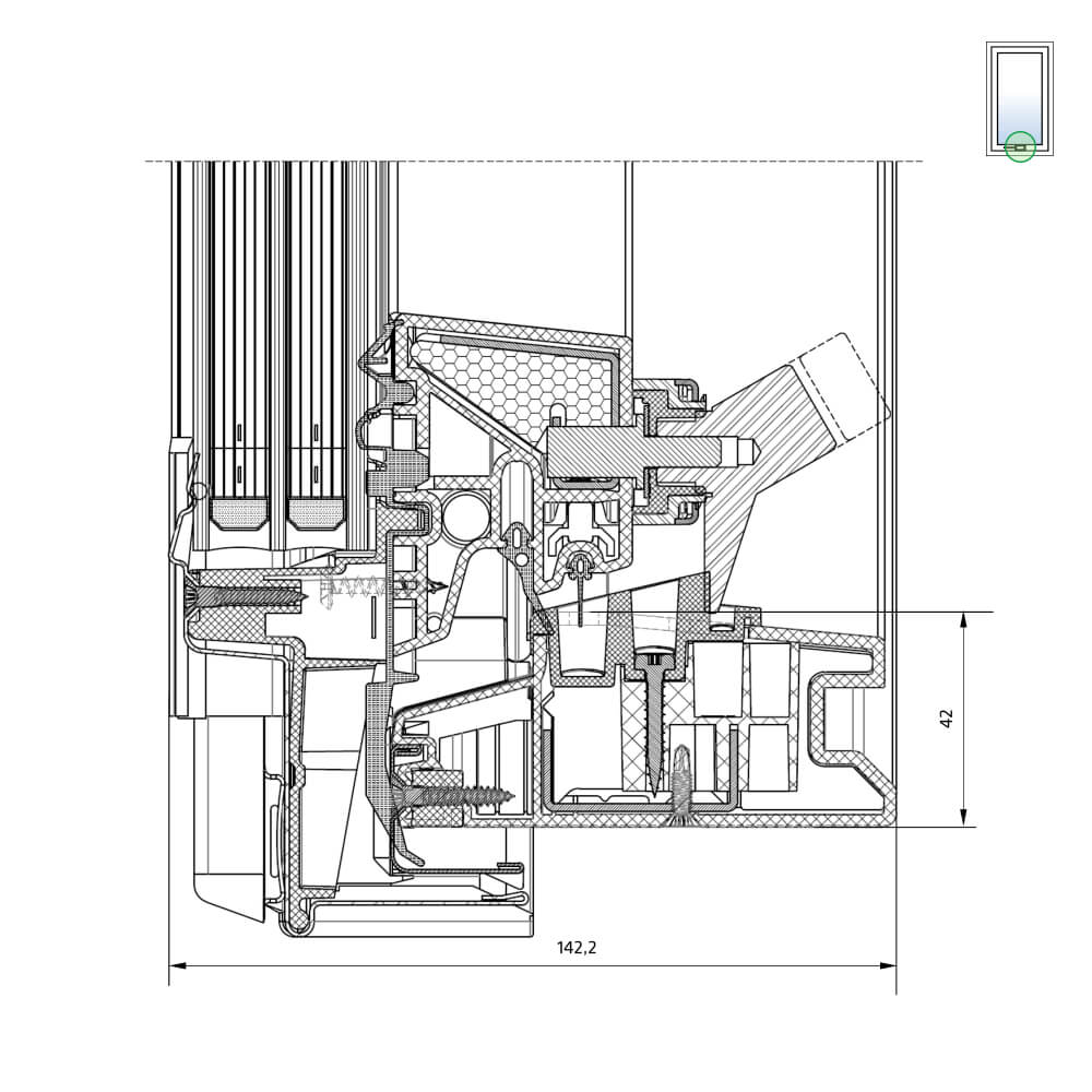 pvc anta oscillante triplo vetro sotto