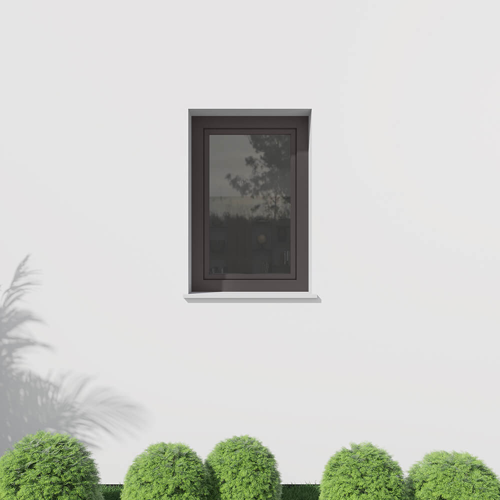 Finestra in alluminio marrone simile a RAL 8019- installazione esterna