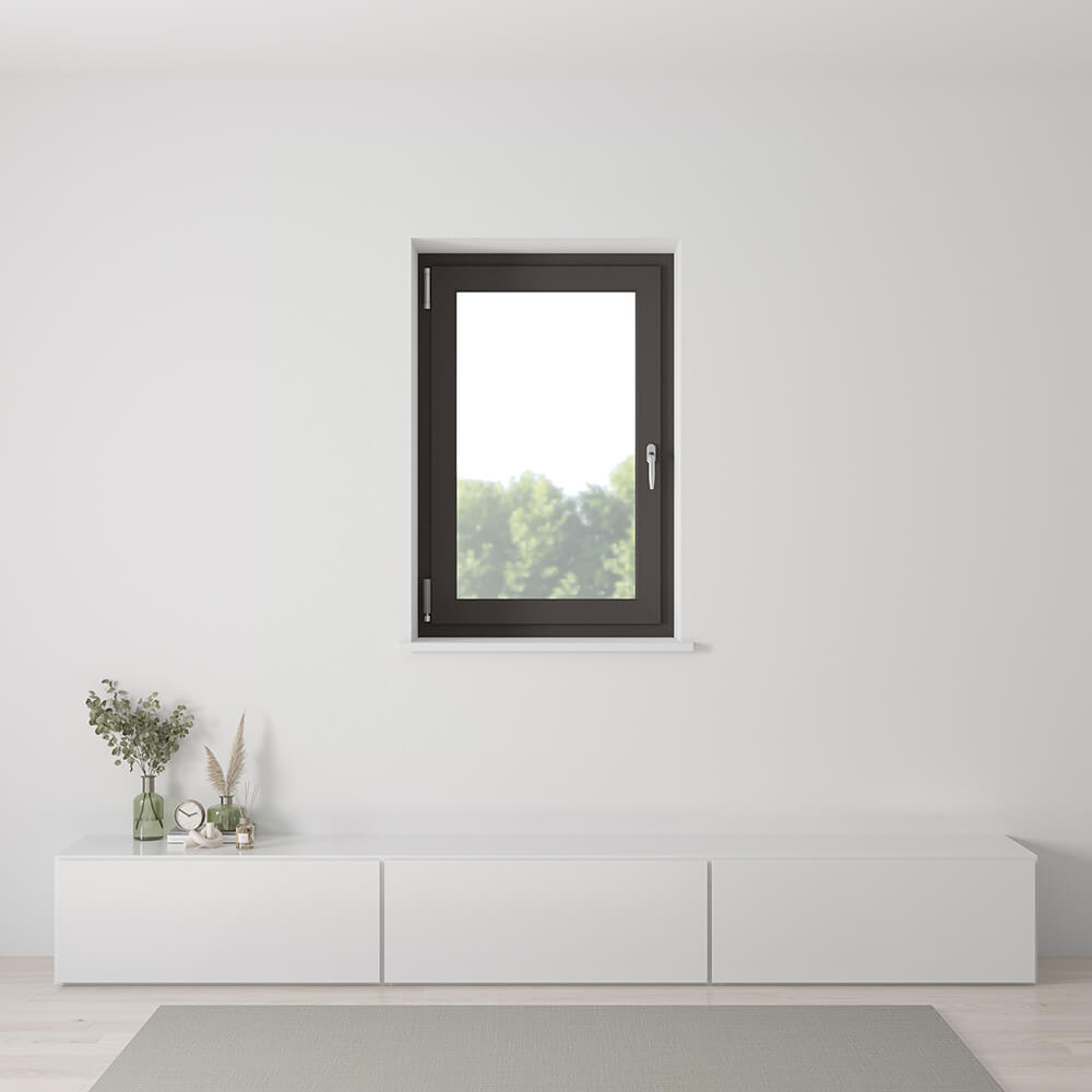 Finestra in alluminio marrone simile a RAL 8019- installazione interna
