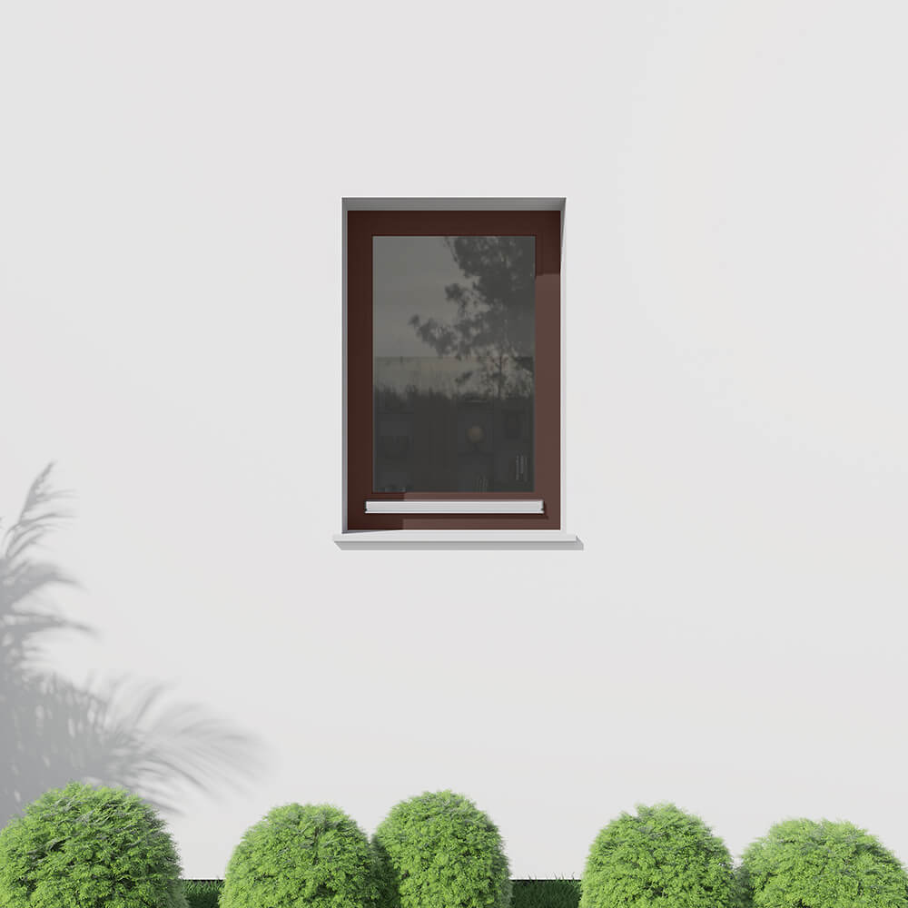 Finestra in legno marrone - installazione esterna