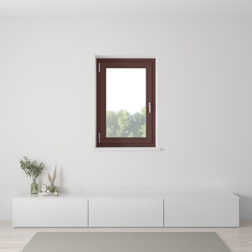 Finestra in legno marrone - installazione interna