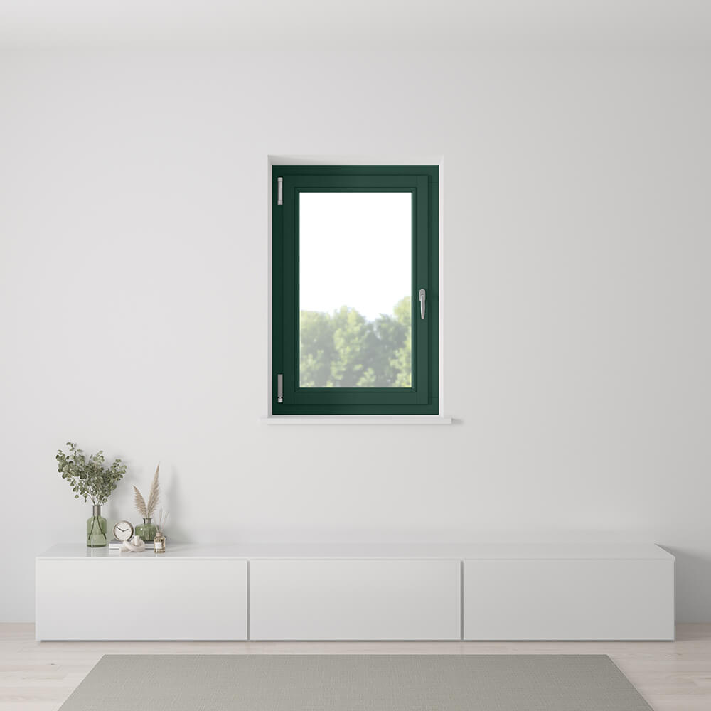 Finestra in legno verde - installazione interna