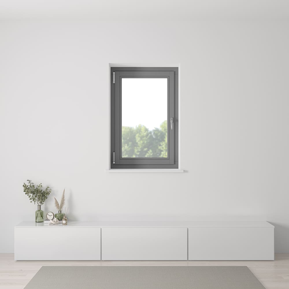 Finestra in legno grigio - installazione interna