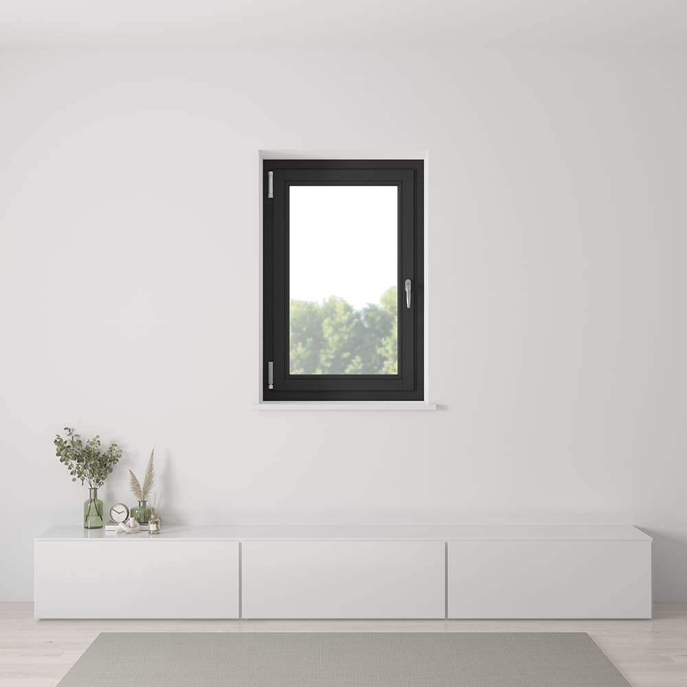 Finestra nera in legno - installazione interna