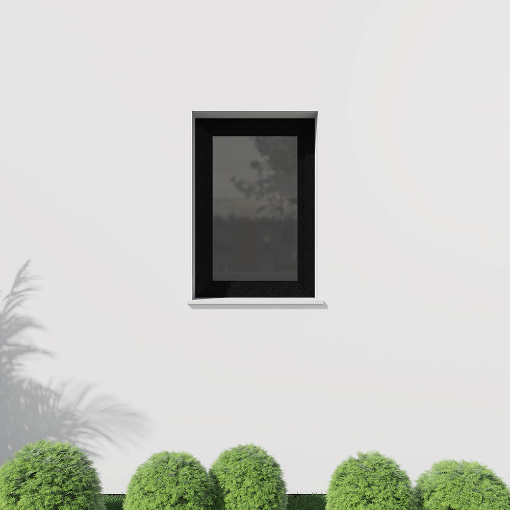 Finestra in PVC nero - vista esterna dell'installazione