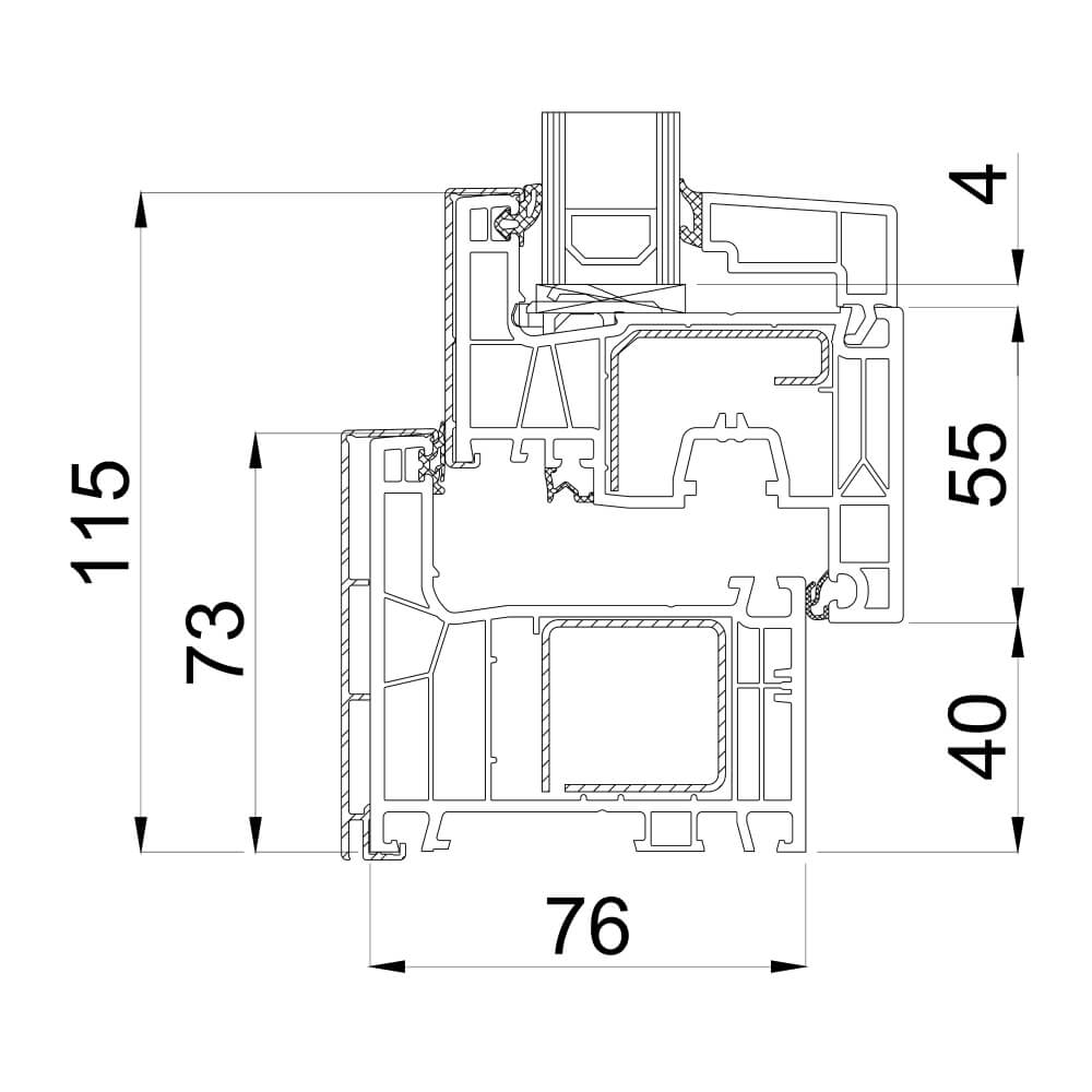 Disegno dettagliato portafinestra aluplast IDEAL Aluskin® neo AD