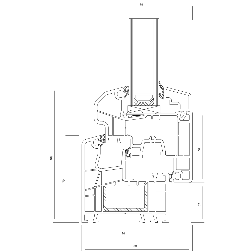 Sezione del profilo in PVC aluplast IDEAL 5000