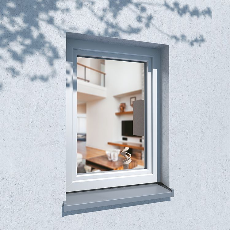 Posizione di un profilo in PVC aluplast IDEAL 8000 visto dall'esterno