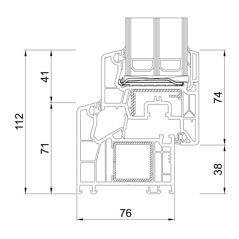 VEKA 76 MD: anta con vetrata fissa VEKA 76 MD: anta con vetrata fissa