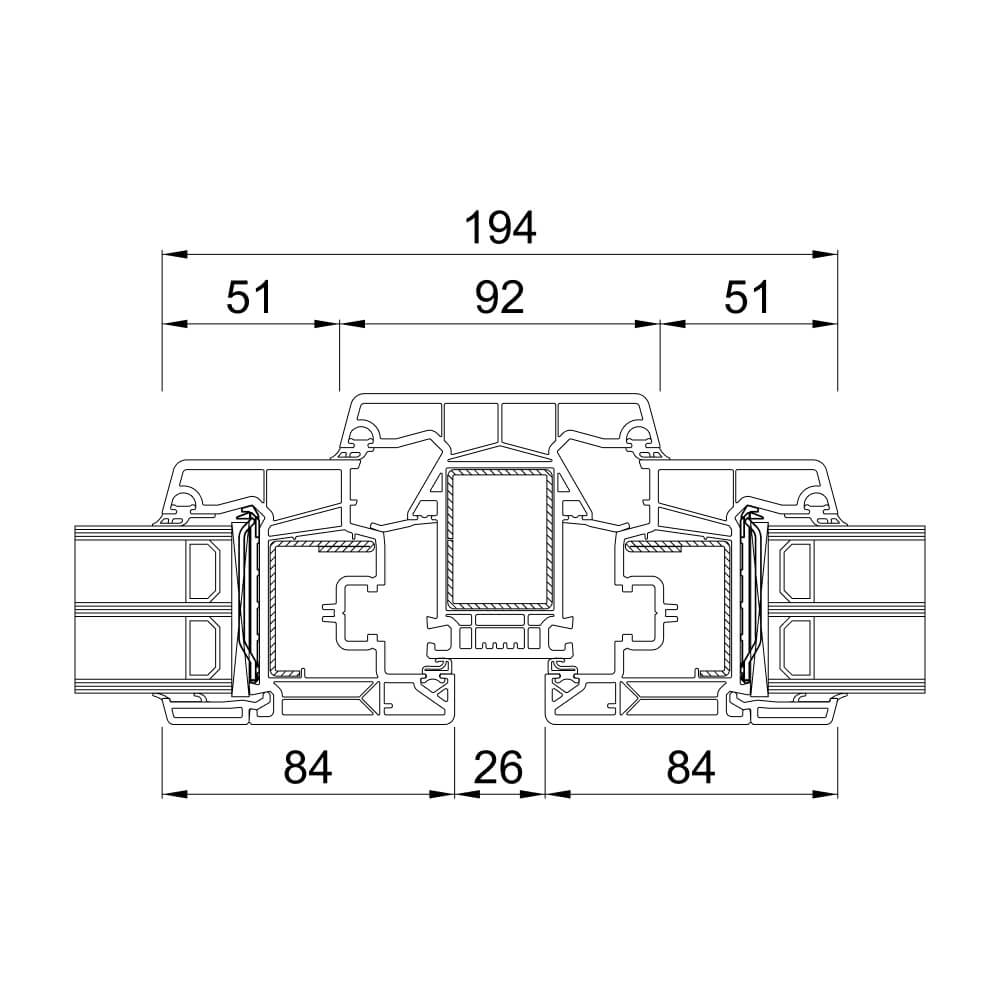 VEKA 76 MD: finestra e portafinestra ad anta-ribalta con montante VEKA 76 MD: finestra e portafinestra ad anta-ribalta con montante