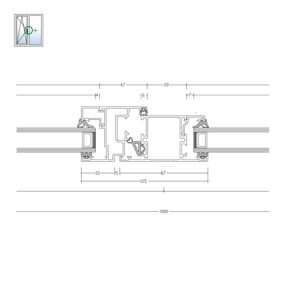 MB-45: battente con vetri fissi