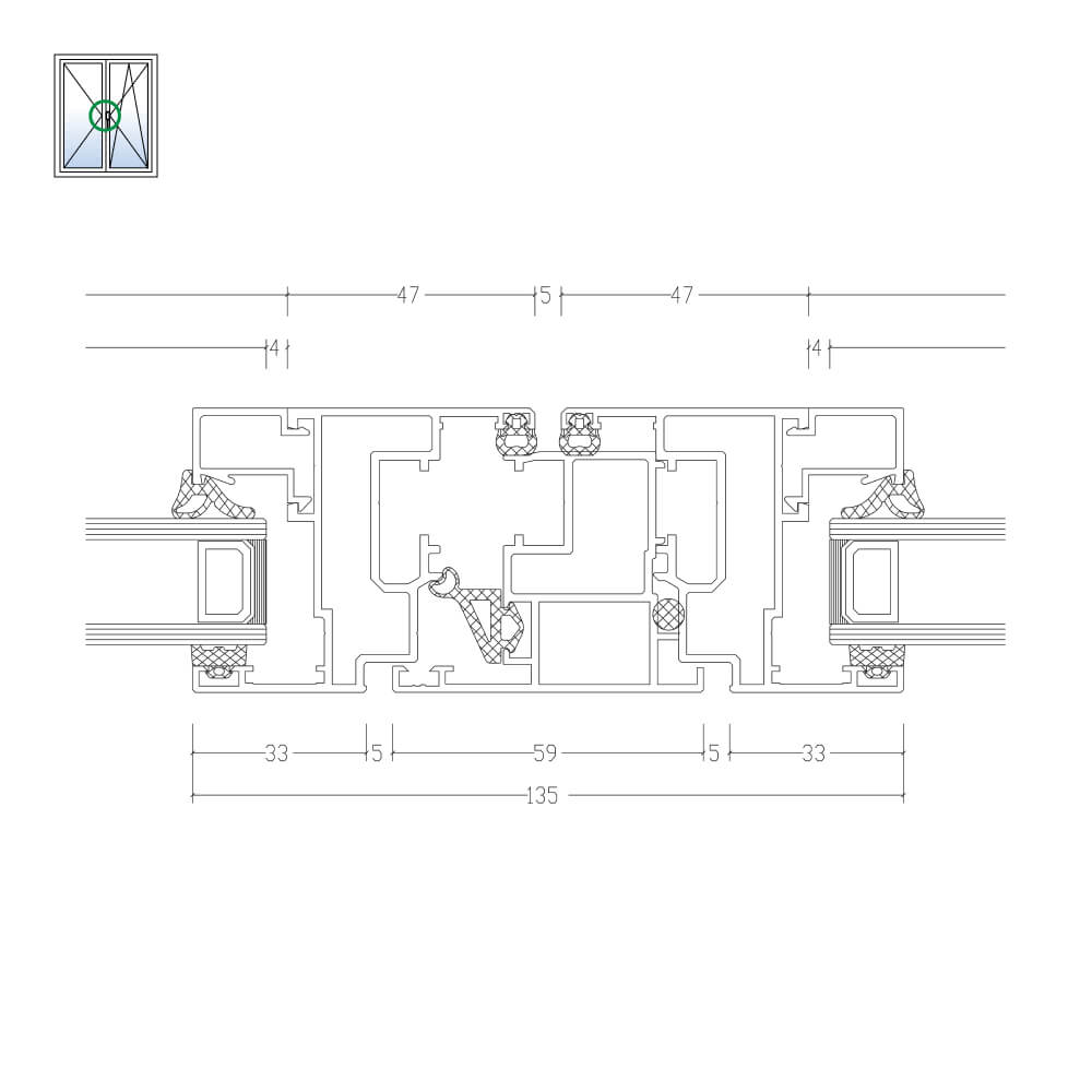 MB-45: particolare del montante fisso