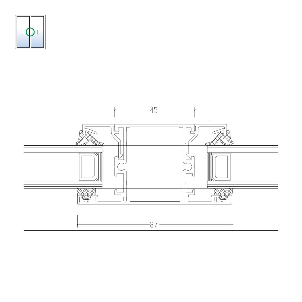 MB-45: montante con vetri fissi