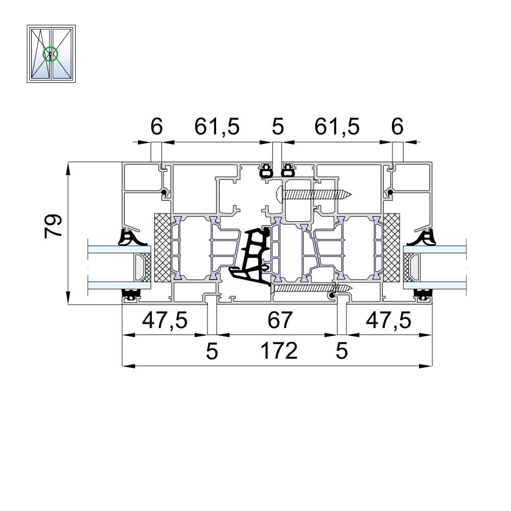 MB-79: dettaglio del montante fisso MB-79: dettaglio del montante fisso