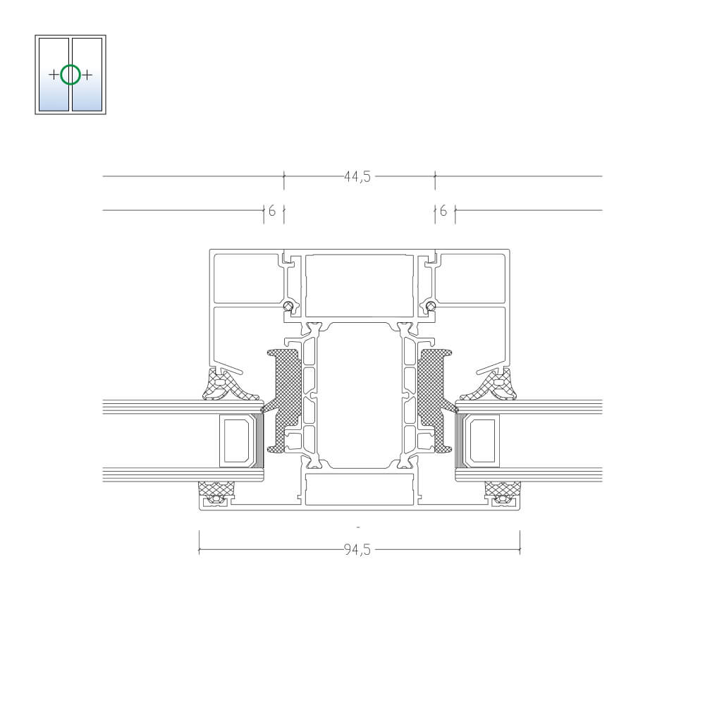 MB-86: montante con vetri fissi