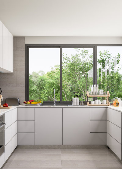 Finestra scorrevole in alluminio per cucina moderna