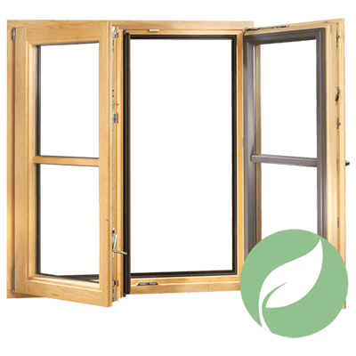 finestra mista in legno-alluminio che produce energia