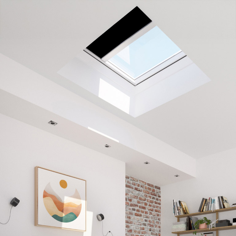 Lucernario fisso con tenda nera