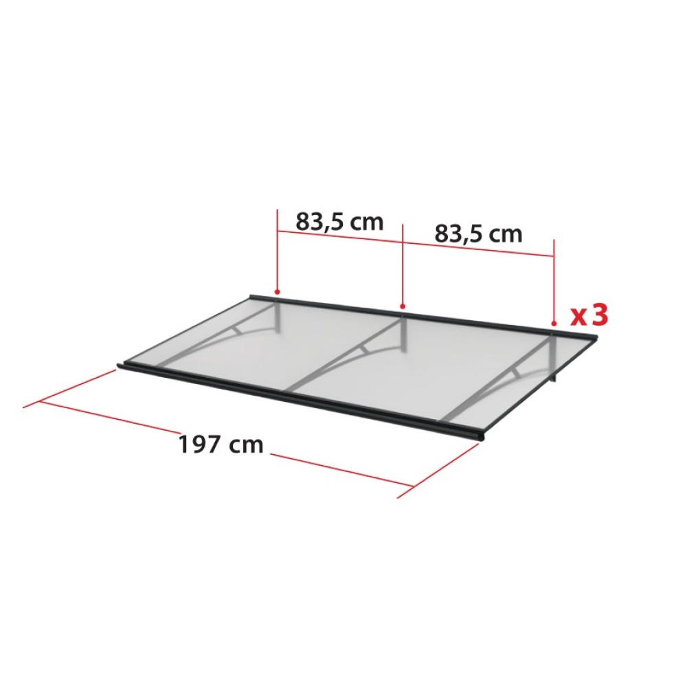 Pensilina Latina – dimensioni 197 cm di larghezza