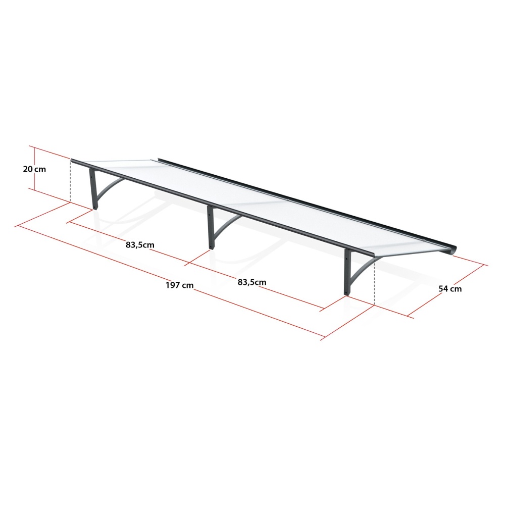 Pensilina Milano – dimensioni 197 cm di larghezza