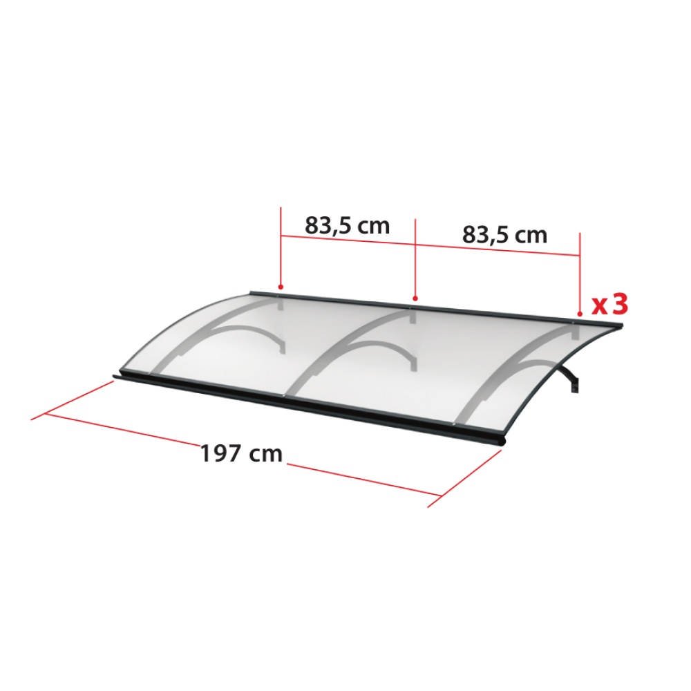 Pensilina Napoli – dimensioni 197 cm di larghezza