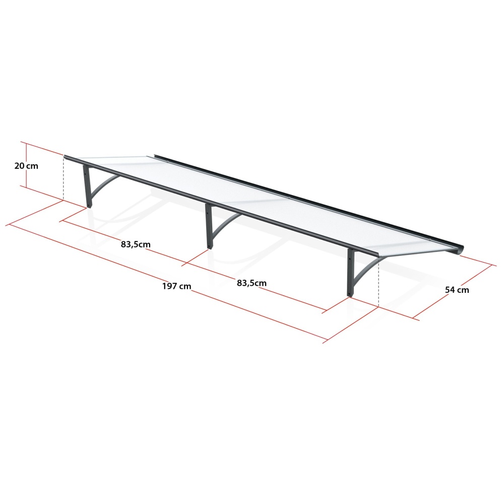 Pensilina Roma – dimensioni 197 cm di larghezza