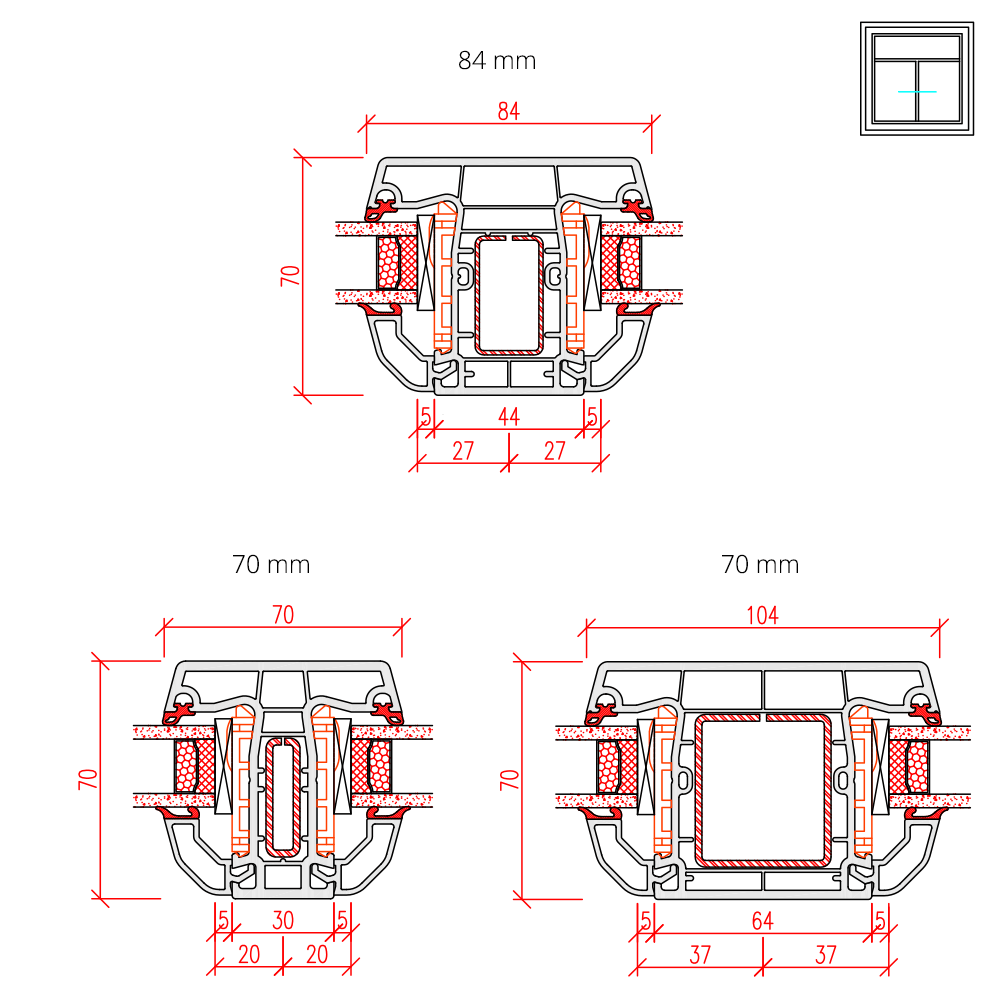 IDEAL 4000 - Porta scorrevole con inglesine strutturali 