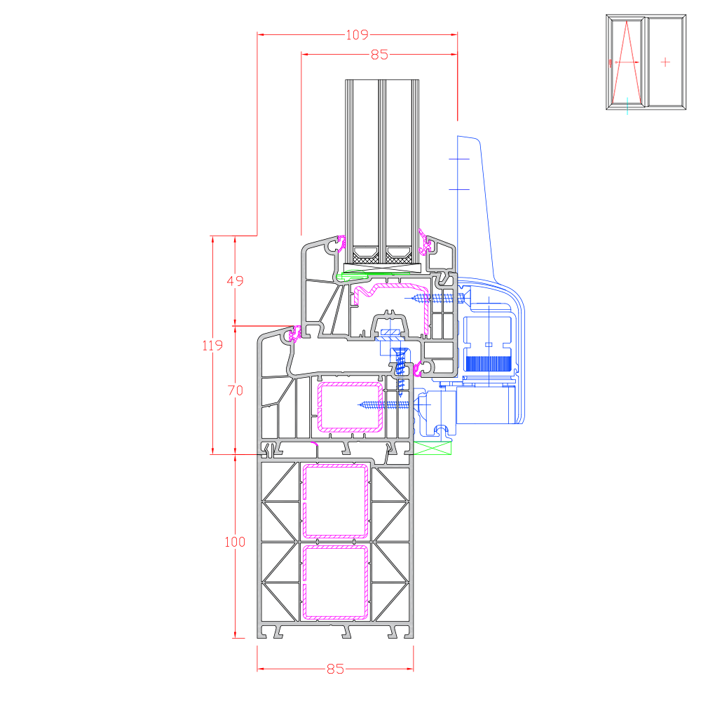 IDEAL 7000 - allargamento del telaio 100 mm 