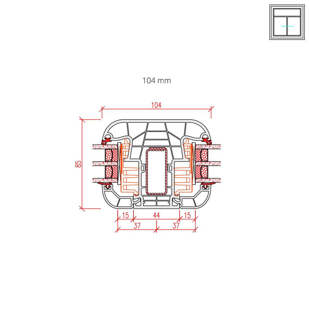IDEAL 8000 - Porta scorrevole con inglesine strutturali 