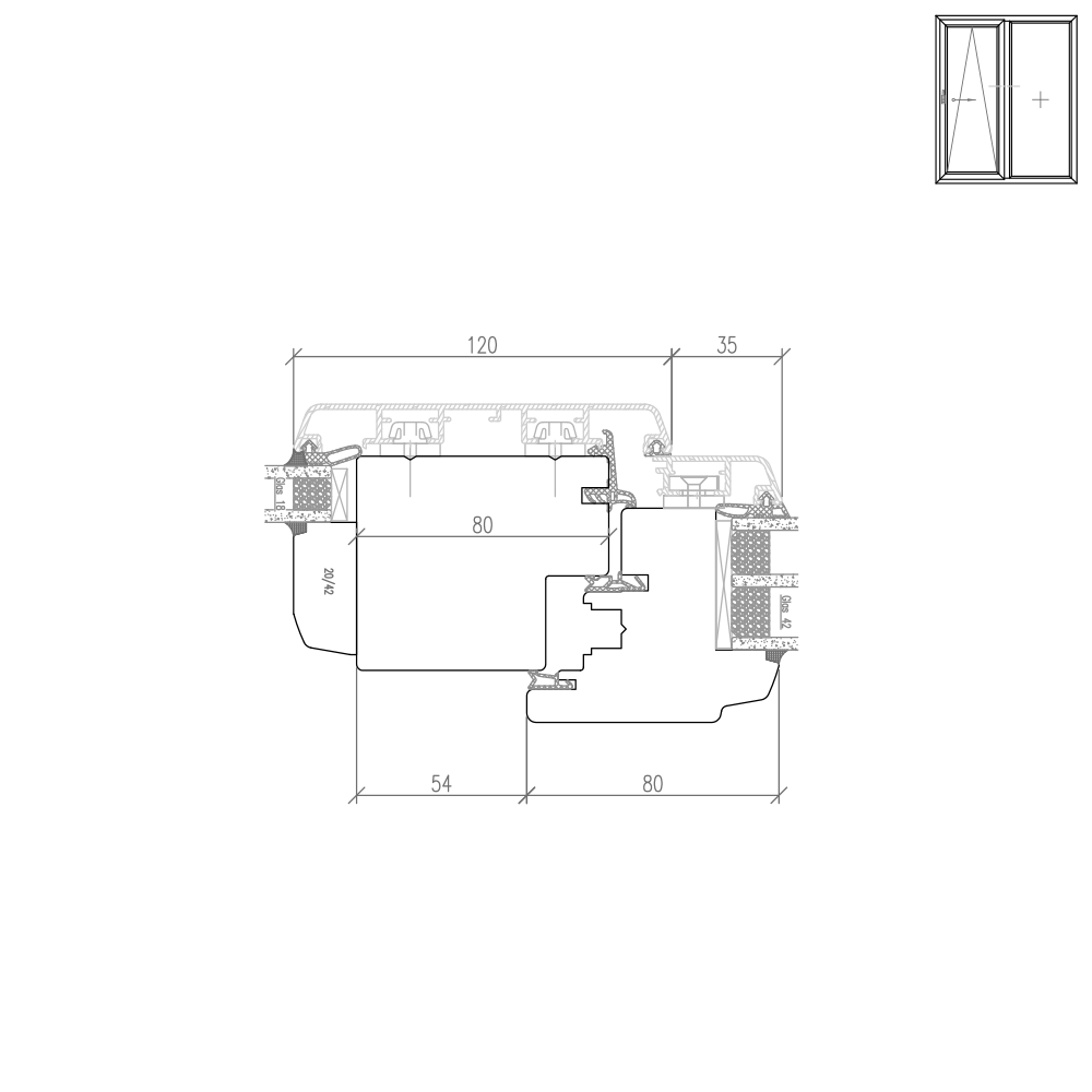 IDEALU Classicline IV 68 - Illustrazione dettagliata del montante 