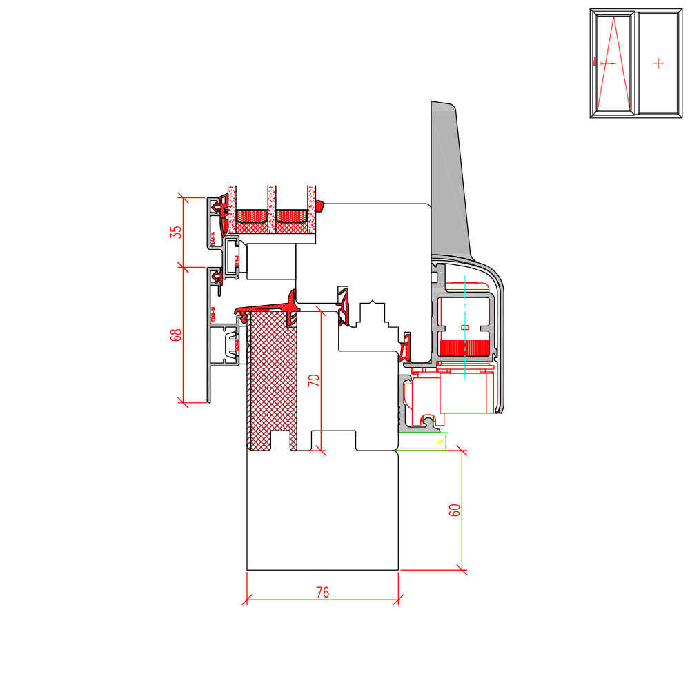 ECO IDEALU Plano - allargamento del telaio senza rivestimento in alluminio 