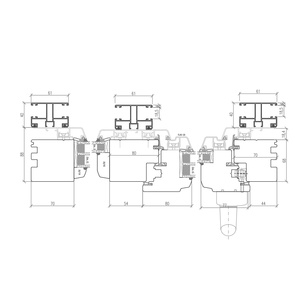 IDEALU Trendline IV 68 - Porta scorrevole con tapparella integrata - Illustrazione orizzontale 